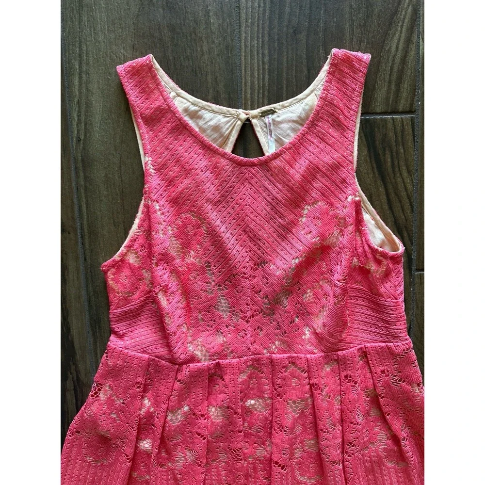 Free People Lace Rocca Dress Dusty Rose Pink Sleeveless Open Back Dress Sz Med - Picture 2 of 9